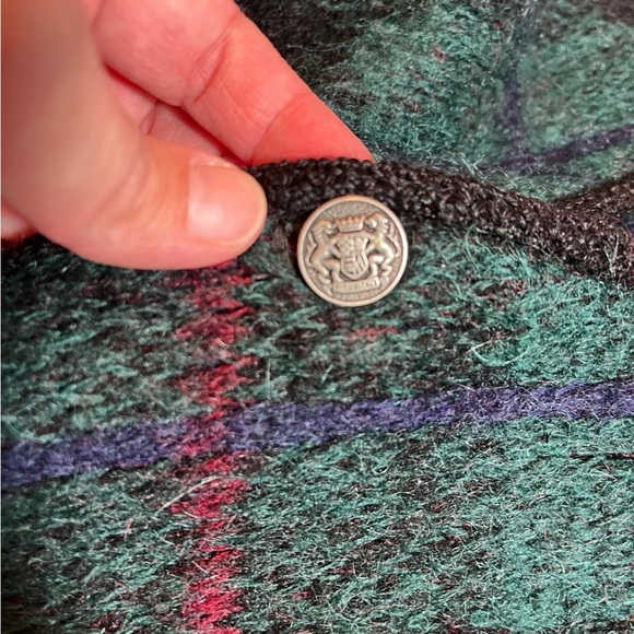 Vintage 60s Jantzen Wool & Mohair Cardigan Green Blue Plaid Grunge Kurt Cobain L - Picture 6 of 10